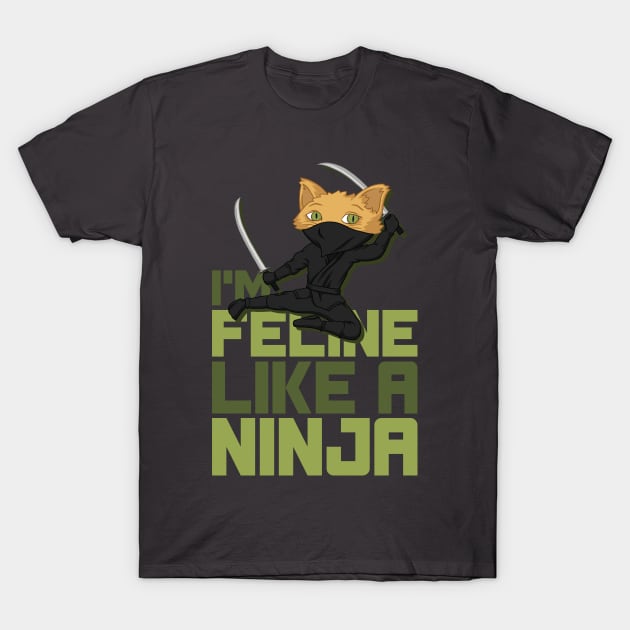 Feline like a Ninja T-Shirt by polliadesign